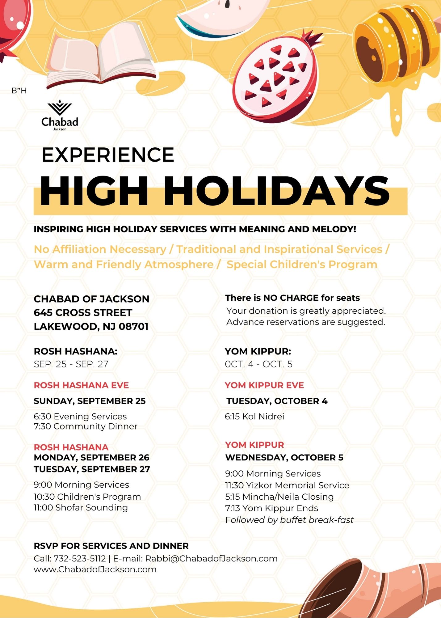 High Holiday Schedule